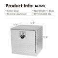 18 Inch Heavy Duty Aluminum Diamond Plate Tool Underbody Box, Waterproof Square Truck Storage Organizer Chest For Pick Up Truck Bed, Rv Trailer With T Handle Lock And Ke Silver Silver Aluminum