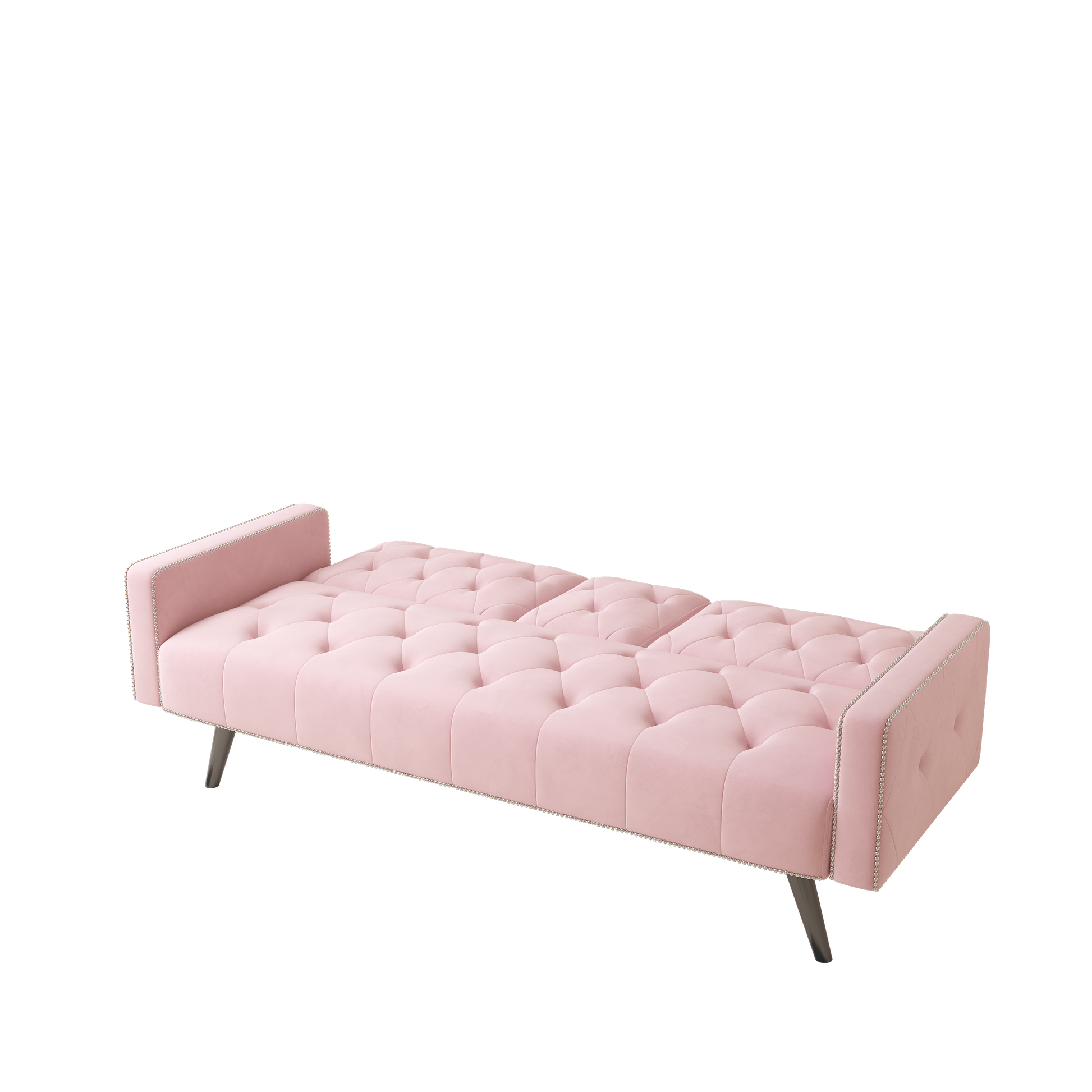 1730 Sofa Bed Armrest With Nail Head Trim With Two Cup Holders 72" Pink Velvet Sofa For Small Spaces Pink Altay Velvet 3 Seat