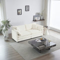 Modern Fabric Loveseat Sofa Couch For Living Room, Upholstered Large Size Deep Seat 2 Seat Sofa With 4 Pillows ,White Chenille White Chenille 2 Seat