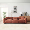 Mid Century Modern Couch 3 Seater Sofa For Livingroom, Orange Orange Boucle 3 Seat
