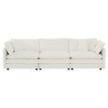 Modern Sofa Couch, 3 Piece Set Extra Deep Seat Sectional Sofa For Living Room, Oversized Sofa, 3 Seat Sofa, Loveseat And Single Sofa, White Chenille White Chenille 6 Seat