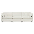 Free Combination Comfy Upholstery Modular Oversized L Shaped Sectional Sofa With Reversible Ottoman, White Chenille White Chenille 3 Seat