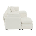 Comfort U Shaped Couch With Reversible Chaise, Modular Large U Shape Sectional Sofa, Double Extra Ottomans,White Chenille White Chenille 4 Seat