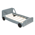 Twin Size Car Shaped Platform Bed With Wheels,Gray Gray Plywood