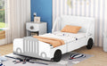 Twin Size Car Shaped Platform Bed With Wheels,White White Plywood