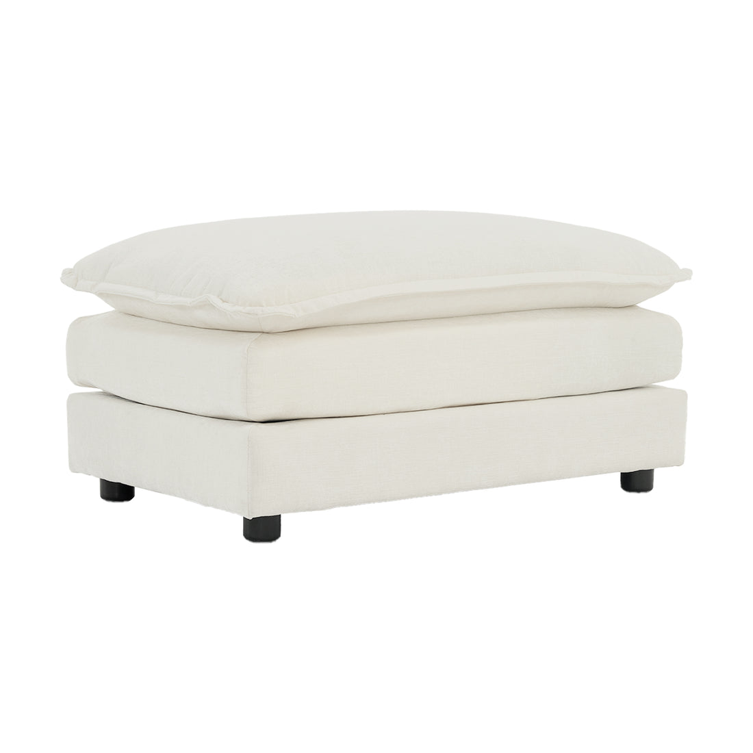 Chenille Fabric Ottomans Footrest To Combine With 2 Seater Sofa, 3 Seater Sofa And 4 Seater Sofa, White Chenille White Chenille