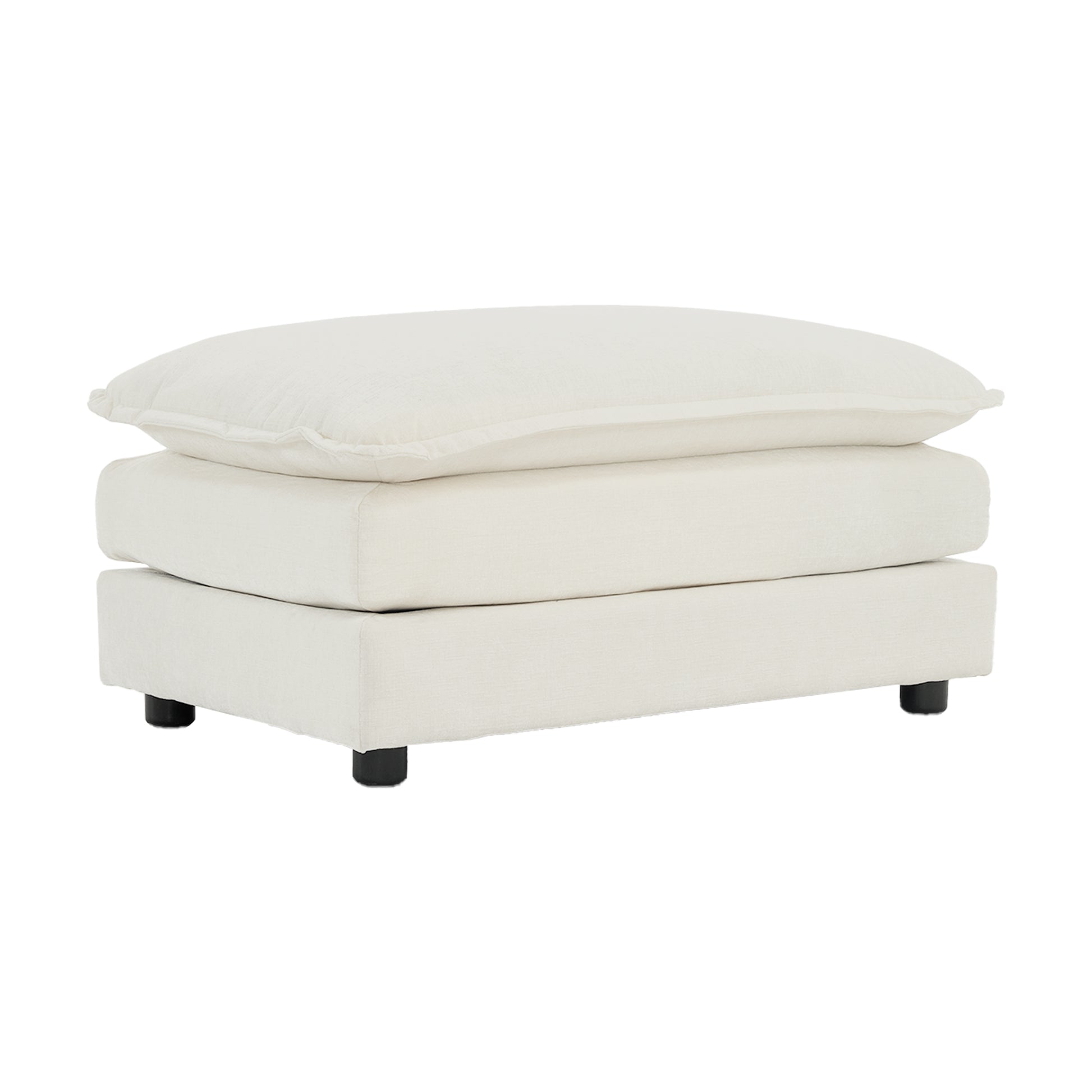 Chenille Fabric Ottomans Footrest To Combine With 2 Seater Sofa, 3 Seater Sofa And 4 Seater Sofa, White Chenille White Chenille 1 Seat