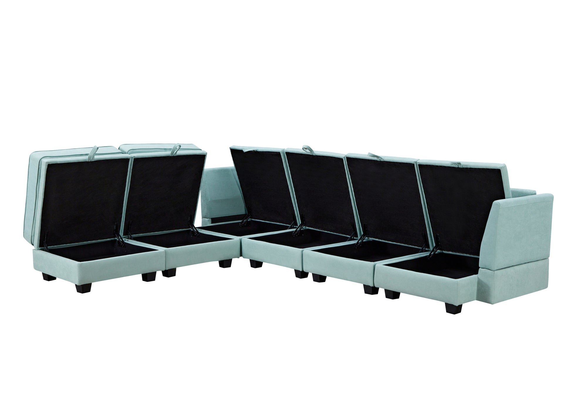 Modern Large U Shape Modular Sectional Sofa, Convertible Sofa Bed With Reversible Chaise For Living Room, Storage Seat Light Green Linen