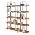 5 Tier Bookcase Home Office Open Bookshelf, Vintage Industrial Style Shelf, Mdf Board, Black Metal Frame, Brown Black Brown Mdf Steel