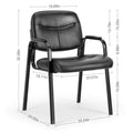 Leather Conference Room Chairs With Padded Arms,2P Black Iron