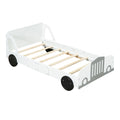 Twin Size Car Shaped Platform Bed With Wheels,White White Plywood