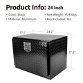24 Inch Aluminum Stripes Plated Tool Box Pick Up Truck Bed Rv Trailer Toolbox Waterproof Square Storage Organizer With Lock And Ke Black 24
