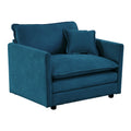 Comfy Deep Single Seat Sofa Upholstered Reading Armchair Living Room Chair Blue Chenille Fabric1 Toss Pillow Blue Chenille 1 Seat