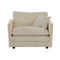Comfy Deep Single Seat Sofa Upholstered Reading Armchair Living Room Chair Beige Chenille Fabric1 Toss Pillow Beige Chenille 1 Seat