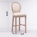 French Country Wooden Barstools With Upholstered Seatingbeige And Natural Set Of 2 Beige Fabric Solid Wood Mdf