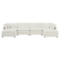 Comfort U Shaped Couch With Reversible Chaise, Modular Large U Shape Sectional Sofa, Double Extra Ottomans,White Chenille White Chenille 4 Seat