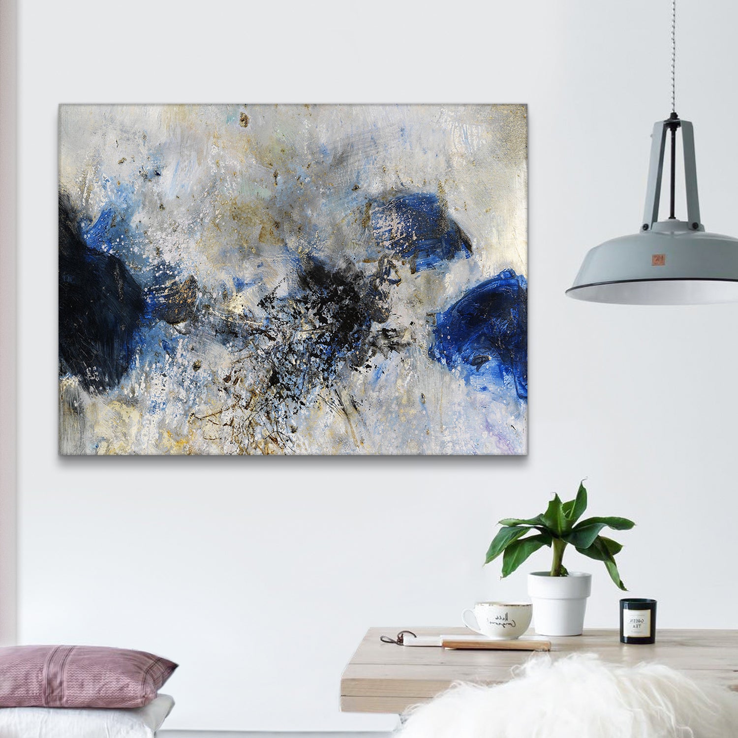 Framed Canvas Wall Art Decor Abstract Style Painting,Blue And White Color Painting Decoration For Office Living Room, Bedroom Decor Ready To Hang Rectangle Framed Multicolor Oversized 41In Canvas