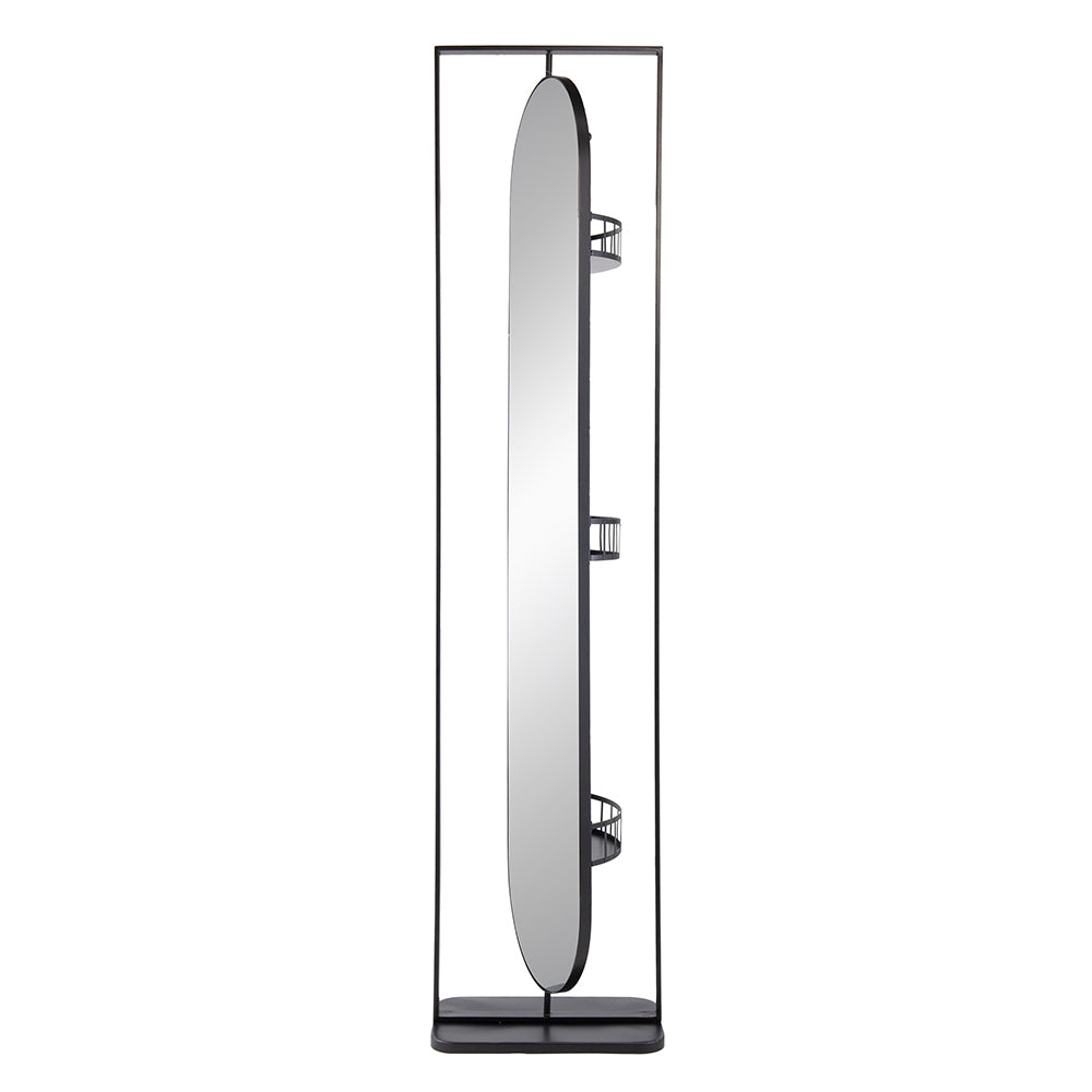 18" X 12" X78" Full Length Standing Mirror, 360 Swivel Floor Mirror For Bedroom Living Room Vanity Entryway Black Iron