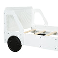 Twin Size Car Shaped Platform Bed With Wheels,White White Plywood