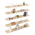 5 Tier Bookcase Home Office Open Bookshelf, Vintage Industrial Style Shelf, Mdf Board, White Metal Frame, Oak White Oak Mdf Steel