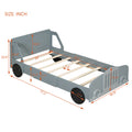 Twin Size Car Shaped Platform Bed With Wheels,Gray Gray Plywood