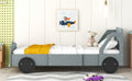 Twin Size Car Shaped Platform Bed With Wheels,Gray Gray Plywood