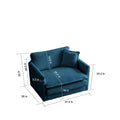 Comfy Deep Single Seat Sofa Upholstered Reading Armchair Living Room Chair Blue Chenille Fabric1 Toss Pillow Blue Chenille 1 Seat
