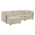 Free Combination Comfy Upholstery Modular Oversized L Shaped Sectional Sofa With Reversible Ottoman, Beige Chenille Beige Chenille 3 Seat
