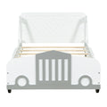 Twin Size Car Shaped Platform Bed With Wheels,White White Plywood