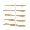 5 Tier Bookcase Home Office Open Bookshelf, Vintage Industrial Style Shelf, Mdf Board, White Metal Frame, Oak White Oak Mdf Steel