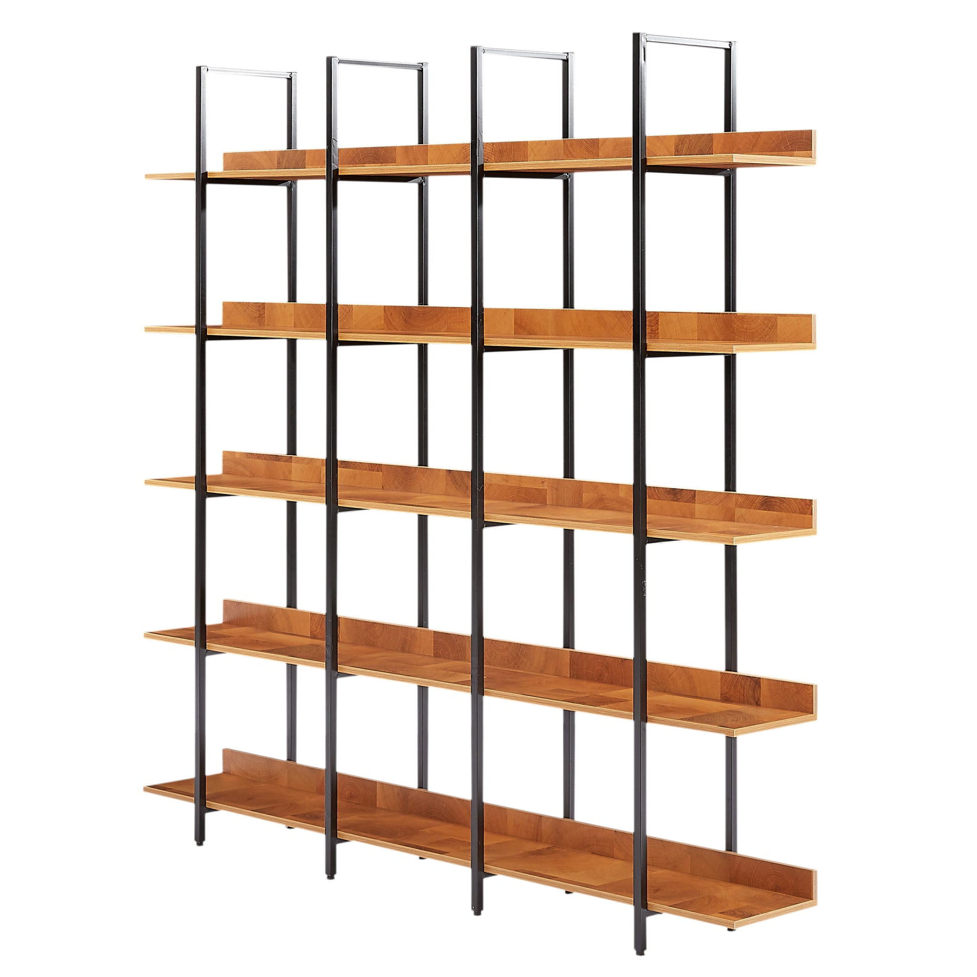 5 Tier Bookcase Home Office Open Bookshelf, Vintage Industrial Style Shelf, Mdf Board, Black Metal Frame, Brown Black Brown Mdf Steel
