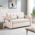 1 Versatile Foldable Sofa Bed In 3 Lengths, Modern Sofa Sofa Sofa Velvet Pull Out Bed, Adjustable Back And With Usb Port And Ashtray And Swivel Phone Stand Beige Beige Eucalyptus Solid Wood Mdf Resin