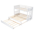 Twin Over Pull Out Bunk Bed With Trundle, White Box Spring Required Twin White Wood Brown Bedroom American Design,Artsy Pine Bed Frame Pine
