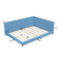 Upholstered Full Size Platform Bed With Usb Ports, Blue Full Blue Linen