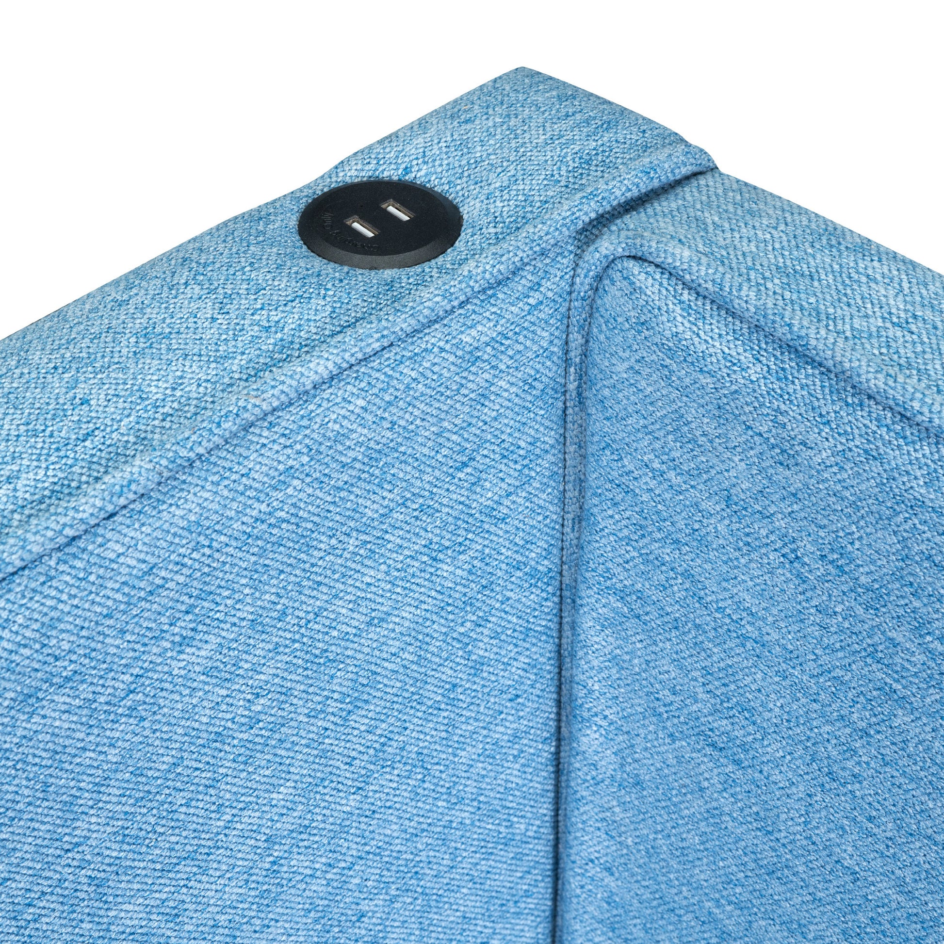 Upholstered Full Size Platform Bed With Usb Ports, Blue Full Blue Linen