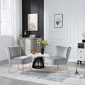Hengming Modern Velvet Chair, Armless Side Chair, Metal Leg Chair, Suitable For Living Room And Bedroom Set Of 2 Light Gray Velvet