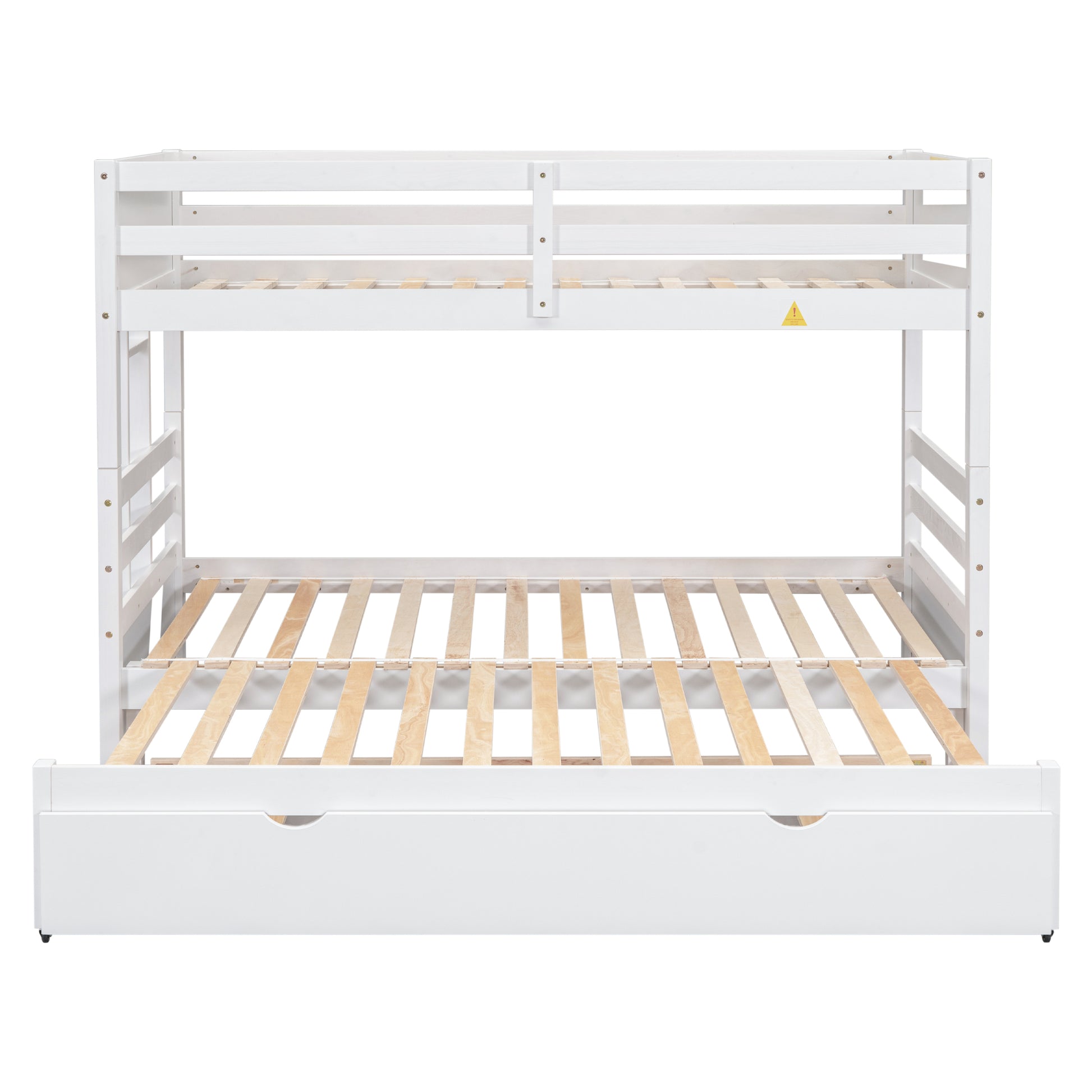 Twin Over Pull Out Bunk Bed With Trundle, White Box Spring Required Twin White Wood Brown Bedroom American Design,Artsy Pine Bed Frame Pine