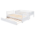 Twin Over Pull Out Bunk Bed With Trundle, White Box Spring Required Twin White Wood Brown Bedroom American Design,Artsy Pine Bed Frame Pine