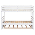 Twin Over Pull Out Bunk Bed With Trundle, White Box Spring Required Twin White Wood Brown Bedroom American Design,Artsy Pine Bed Frame Pine