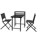 3Pcs Patio Bistro Set, Patio Set Of Foldable Patio Table And Chairs,Outdoor Patio Furniture Sets,Black No Complete Patio Set Black Rust Resistant Frame Garden & Outdoor 2 Person Seating Group Steel Steel