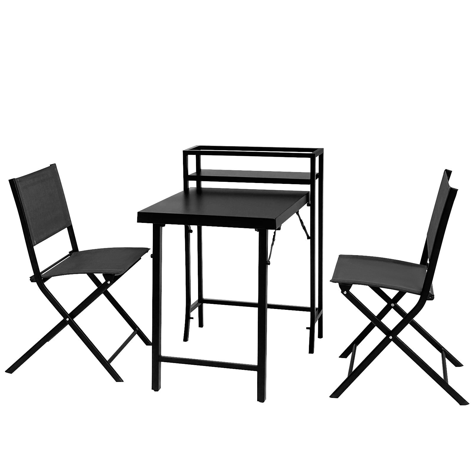 3Pcs Patio Bistro Set, Patio Set Of Foldable Patio Table And Chairs,Outdoor Patio Furniture Sets,Black No Complete Patio Set Black Rust Resistant Frame Garden & Outdoor 2 Person Seating Group Steel Steel