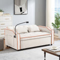 1 Versatile Foldable Sofa Bed In 3 Lengths, Modern Sofa Sofa Sofa Velvet Pull Out Bed, Adjustable Back And With Usb Port And Ashtray And Swivel Phone Stand Beige Beige Eucalyptus Solid Wood Mdf Resin