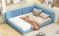 Upholstered Full Size Platform Bed With Usb Ports, Blue Full Blue Linen