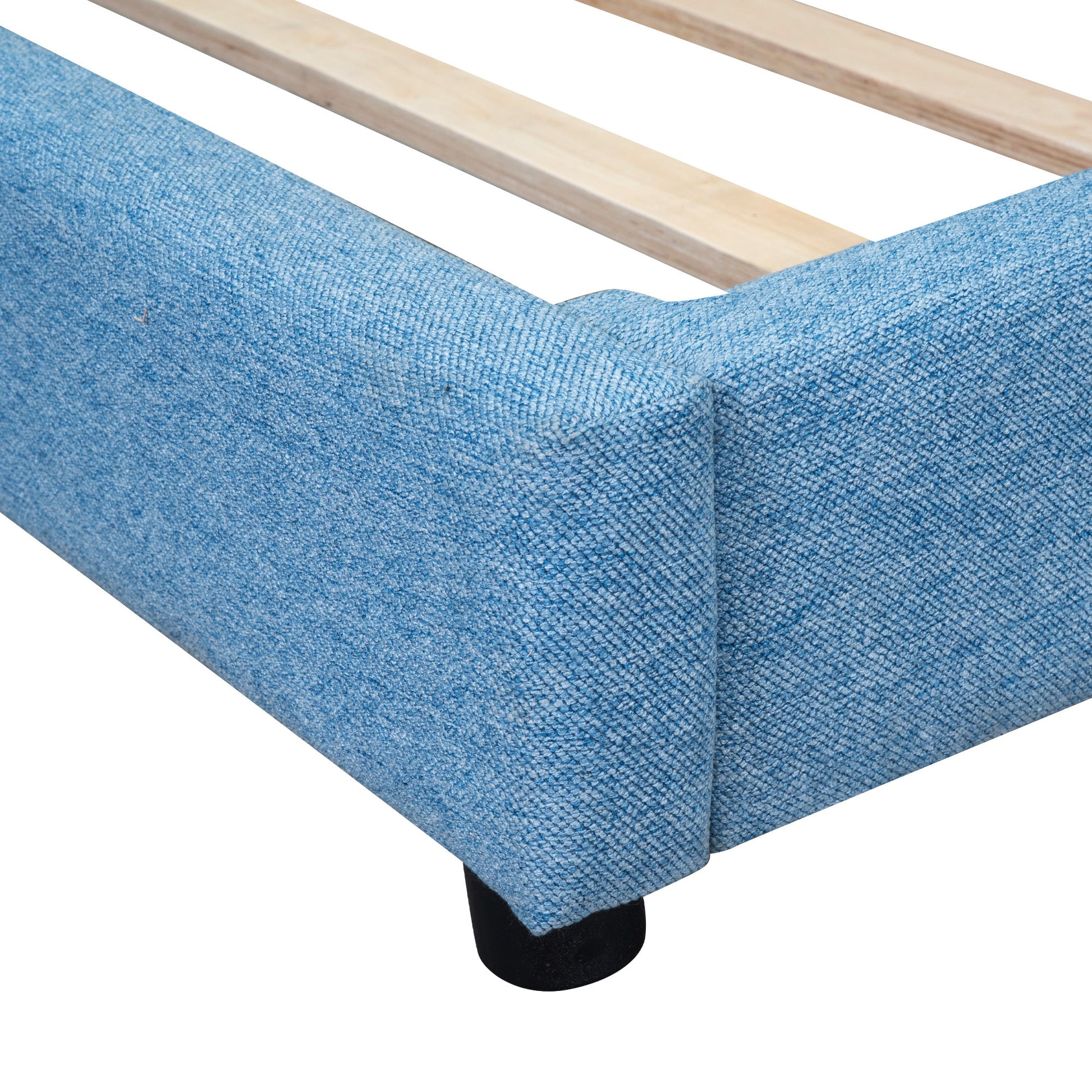 Upholstered Full Size Platform Bed With Usb Ports, Blue Full Blue Linen