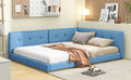 Upholstered Full Size Platform Bed With Usb Ports, Blue Full Blue Linen