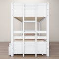 Twin Over Pull Out Bunk Bed With Trundle, White Box Spring Required Twin White Wood Brown Bedroom American Design,Artsy Pine Bed Frame Pine
