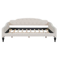 Full Size Upholstered Tufted Daybed, Beige Box Spring Not Required Beige Wood Linen Upholstered