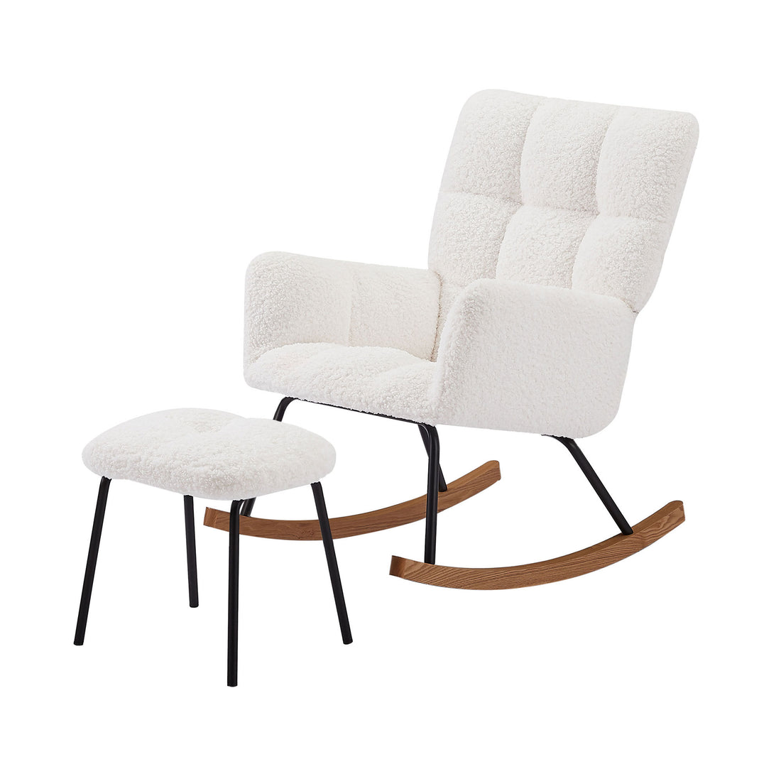 Nursery Rocking Chair Armchair For Mom And Baby Modern Glider Chair With Soft Seat And High Backrest For Nursery Living Room Bedroom Balcony Offices Offwhite Off White Foam Boucle