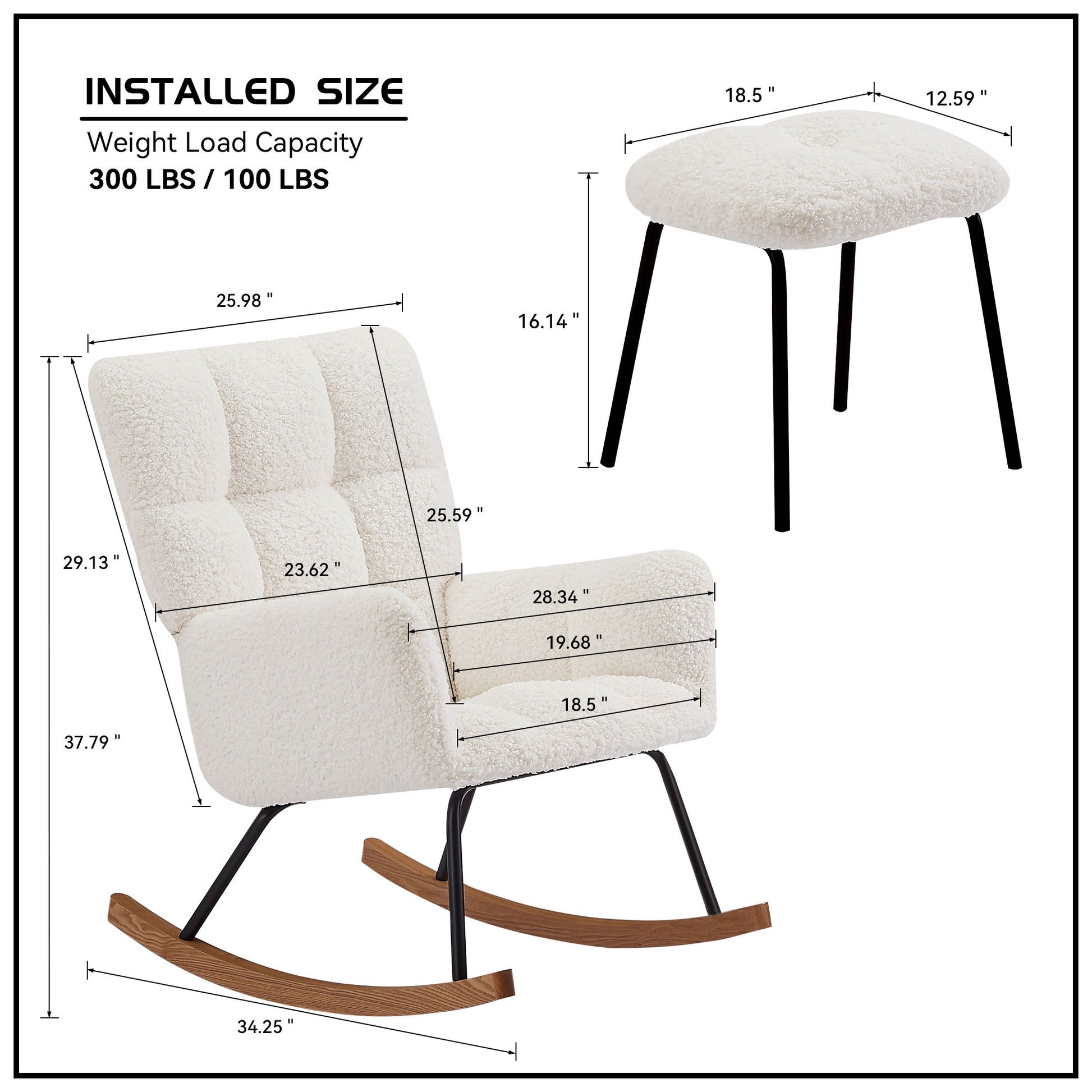 Lounge Recliner Chair Rocking Chair Armchair For Mom And Baby Modern Glider Chair With Soft Seat And High Backrest For Living Room Beige Foam Boucle