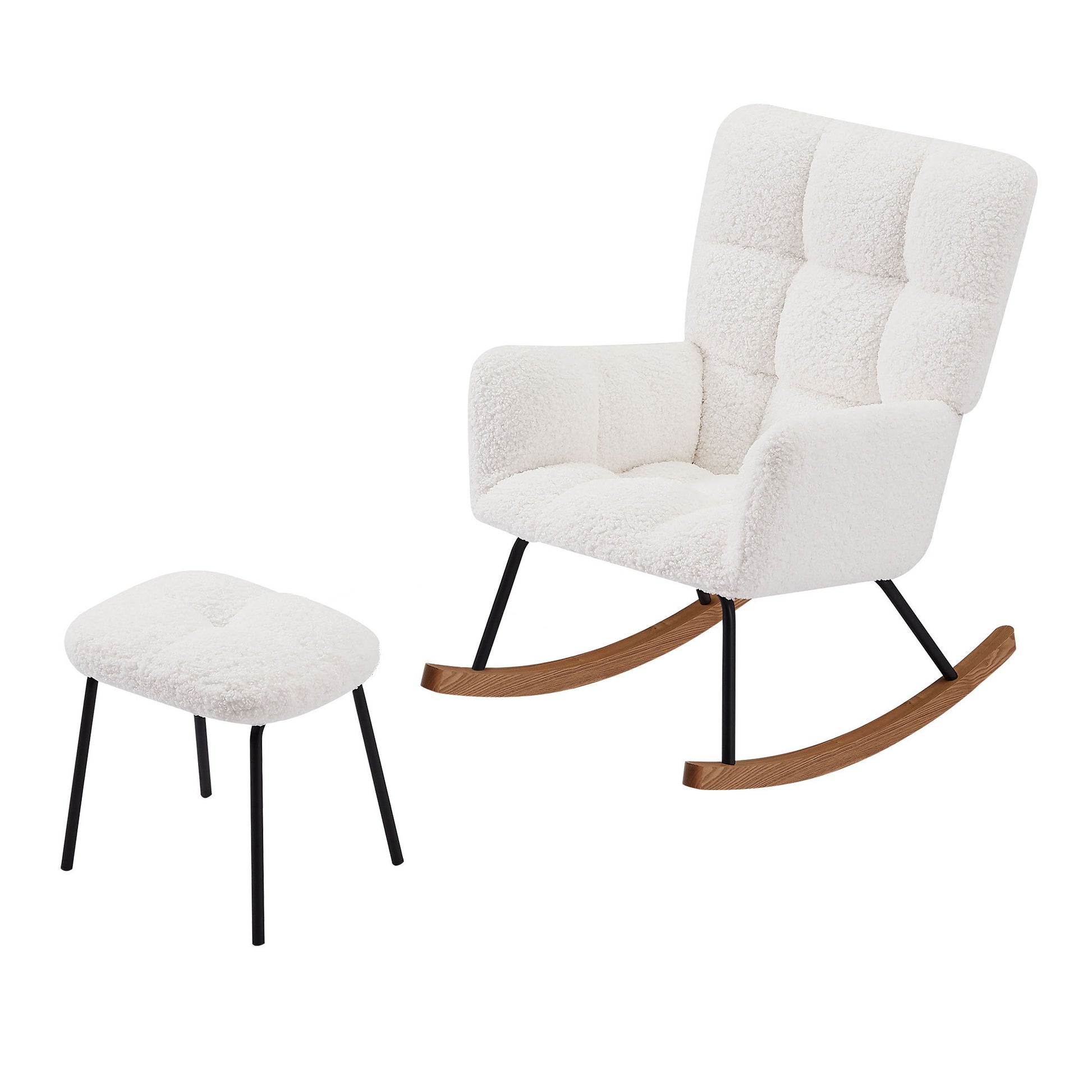 Nursery Rocking Chair Armchair For Mom And Baby Modern Glider Chair With Soft Seat And High Backrest For Nursery Living Room Bedroom Balcony Offices Offwhite Off White Foam Boucle